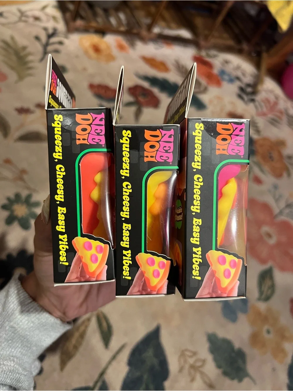 NeeDoh Squeezza Pizza Slice Squishy Stress Toy Bundle - Yellow, Pink, and Orange